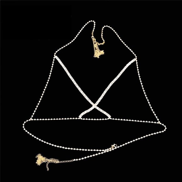 New Gorgeous Body Crystal Chain. Gold Silver - Picture 12 of 13